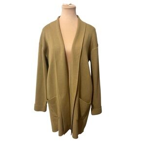 DONCASTER Women's XS Khaki Open Front Cardigan Sweater Classic Minimalist Casual